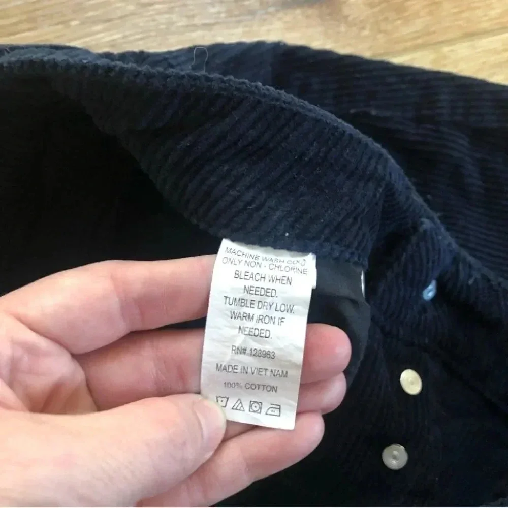 Indigo Reign Navy Raw Edge Button Up Corduroy Skirt Size 5 GUC